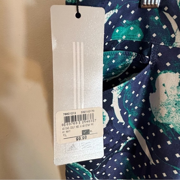 ADIDAS Golf Sz XL Floral Polka Dot Pull on Capri Pants in Blue and Green NEW - Picture 3 of 13